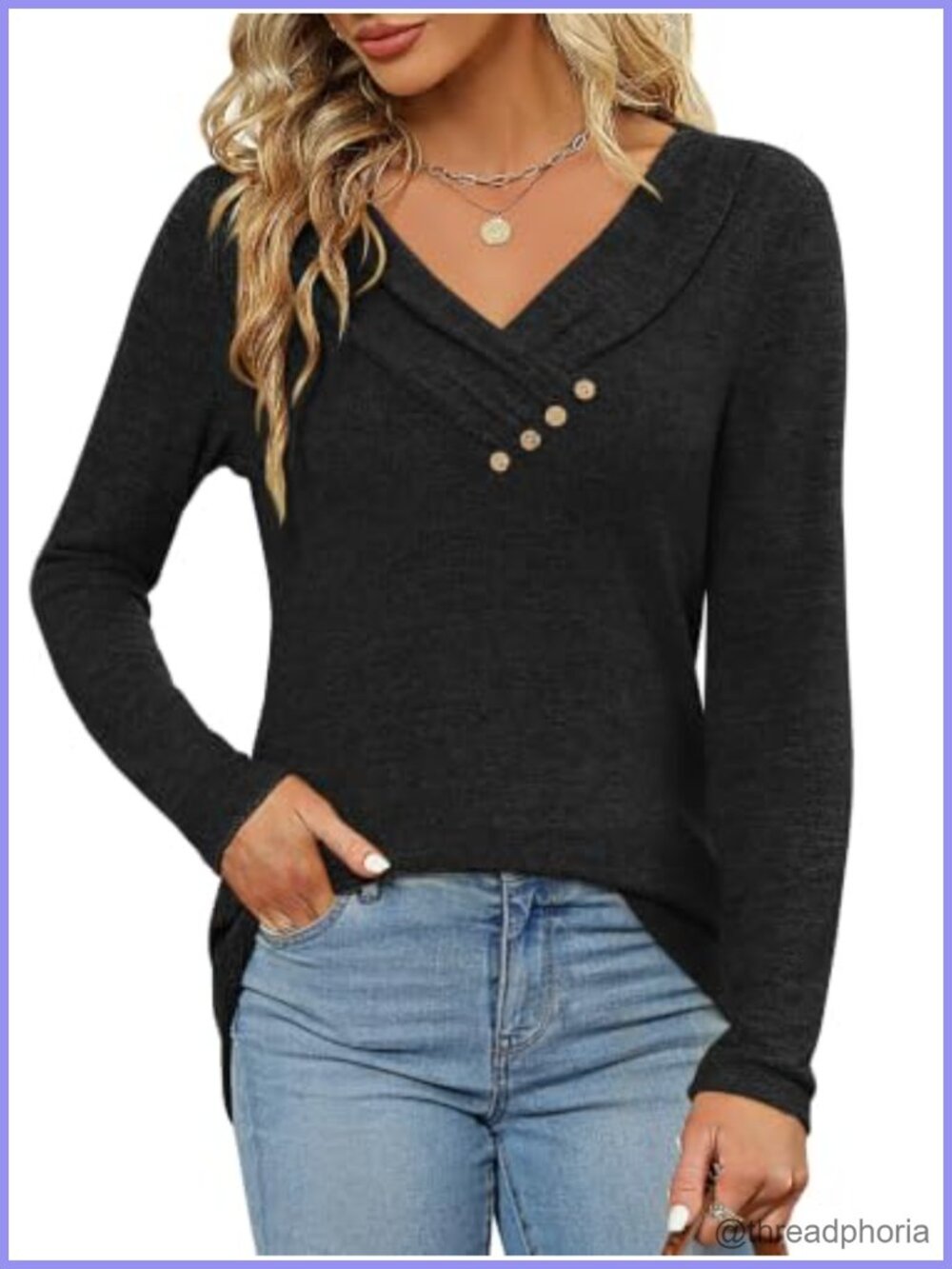Women's Long Sleeve V Neck Tunic Top for Leggings Casual Blouse